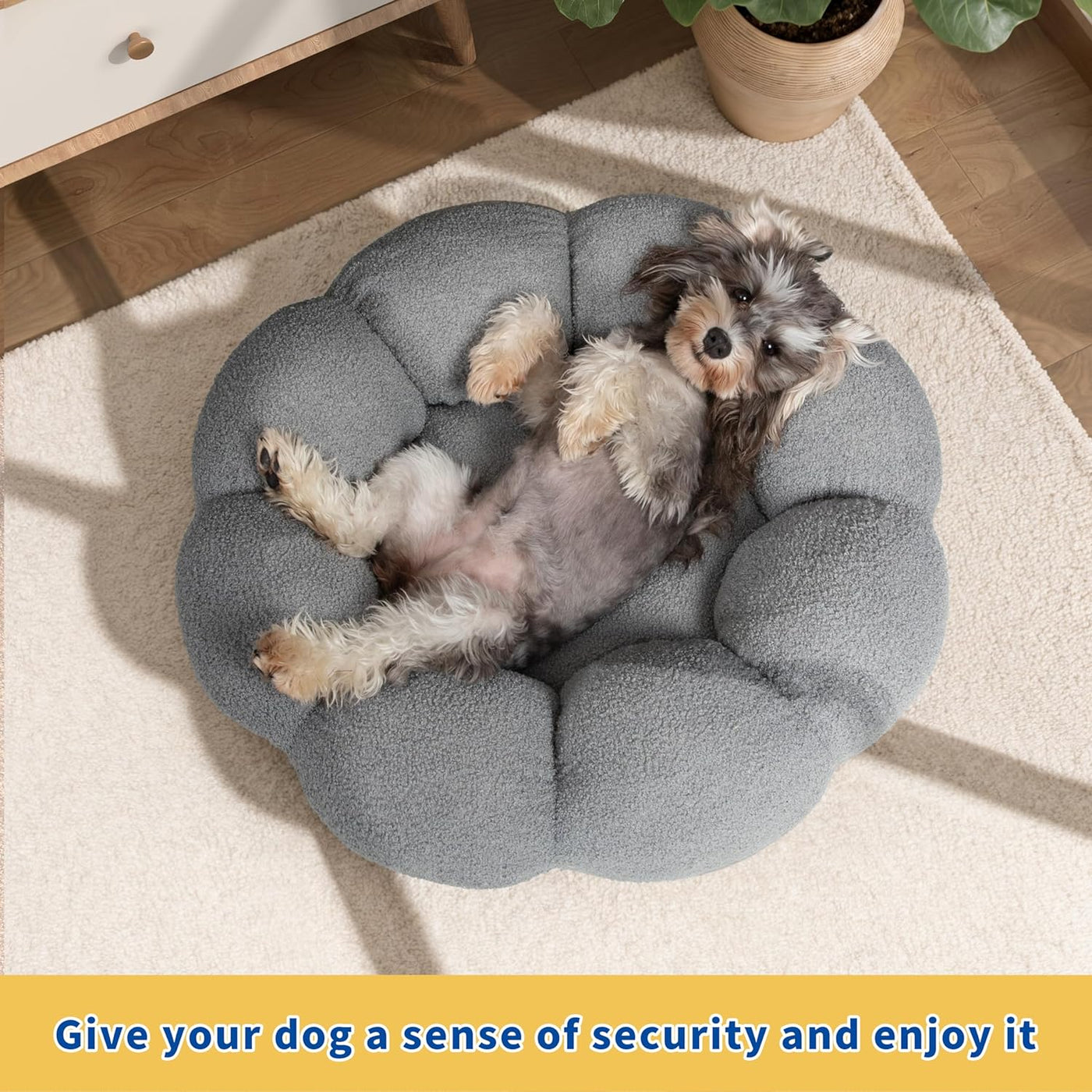 Calming Bed for Cats & Dogs, Non-Slip & Washable