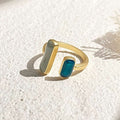 French Vintage Enamel Ring – Retro Golden Adjustable Open Ring, Elegant Daily Jewelry