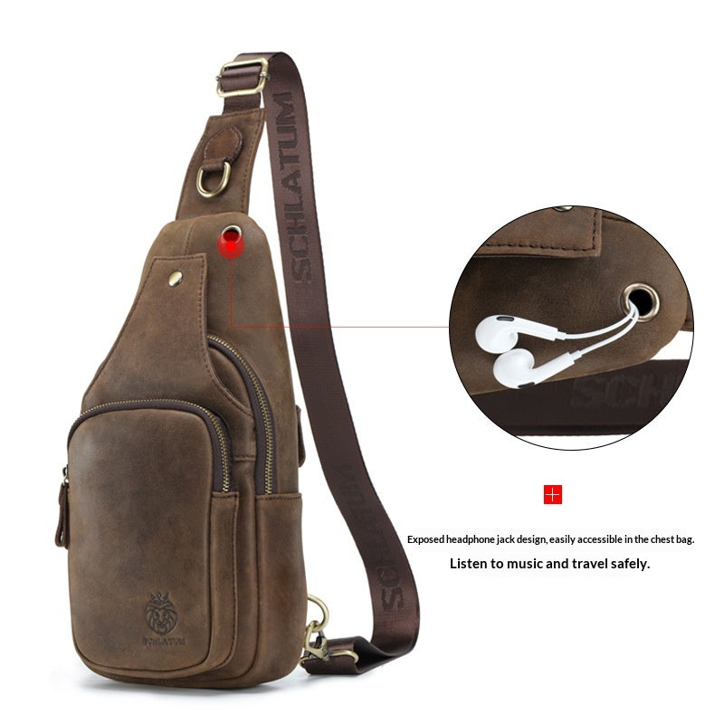 Men’s Retro Cowhide Front Sling Bag