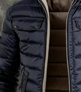 Vintage Leather Quilted Patchwork Thermal Zip-Up Outdoor Jacket