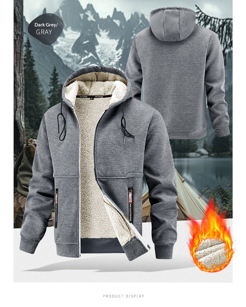 Men’s Thickened Winter Outdoor Lambswool Jacket – Extra Warm & Durable