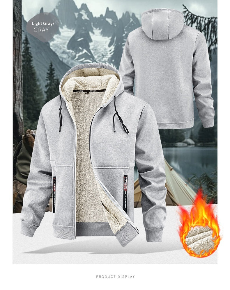 Men’s Thickened Winter Outdoor Lambswool Jacket – Extra Warm & Durable