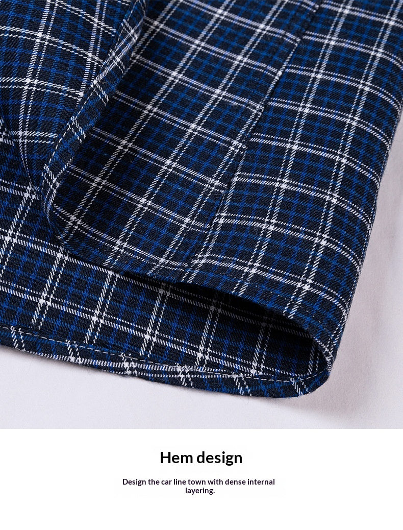 Retro Brushed Long-Sleeve Casual Cotton Plaid Shirt