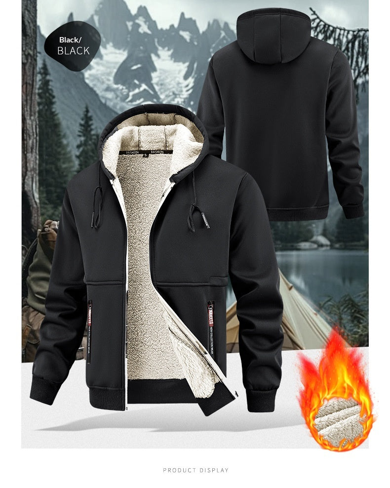 Men’s Thickened Winter Outdoor Lambswool Jacket – Extra Warm & Durable