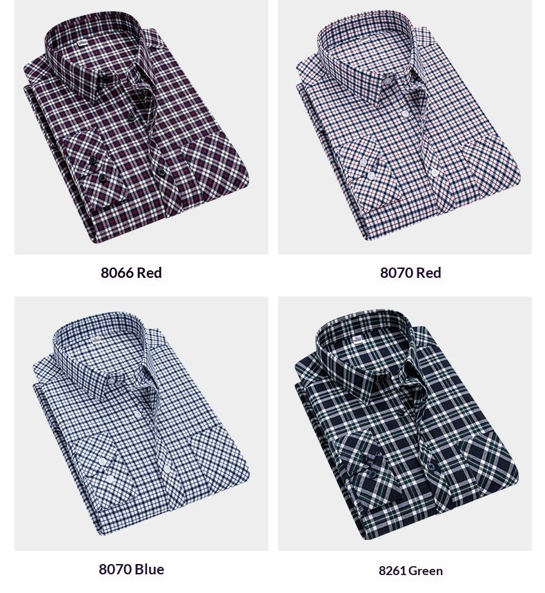 Retro Brushed Long-Sleeve Casual Cotton Plaid Shirt