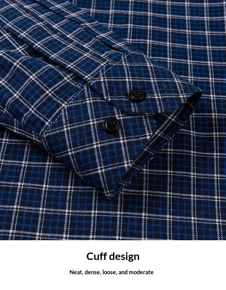 Retro Brushed Long-Sleeve Casual Cotton Plaid Shirt