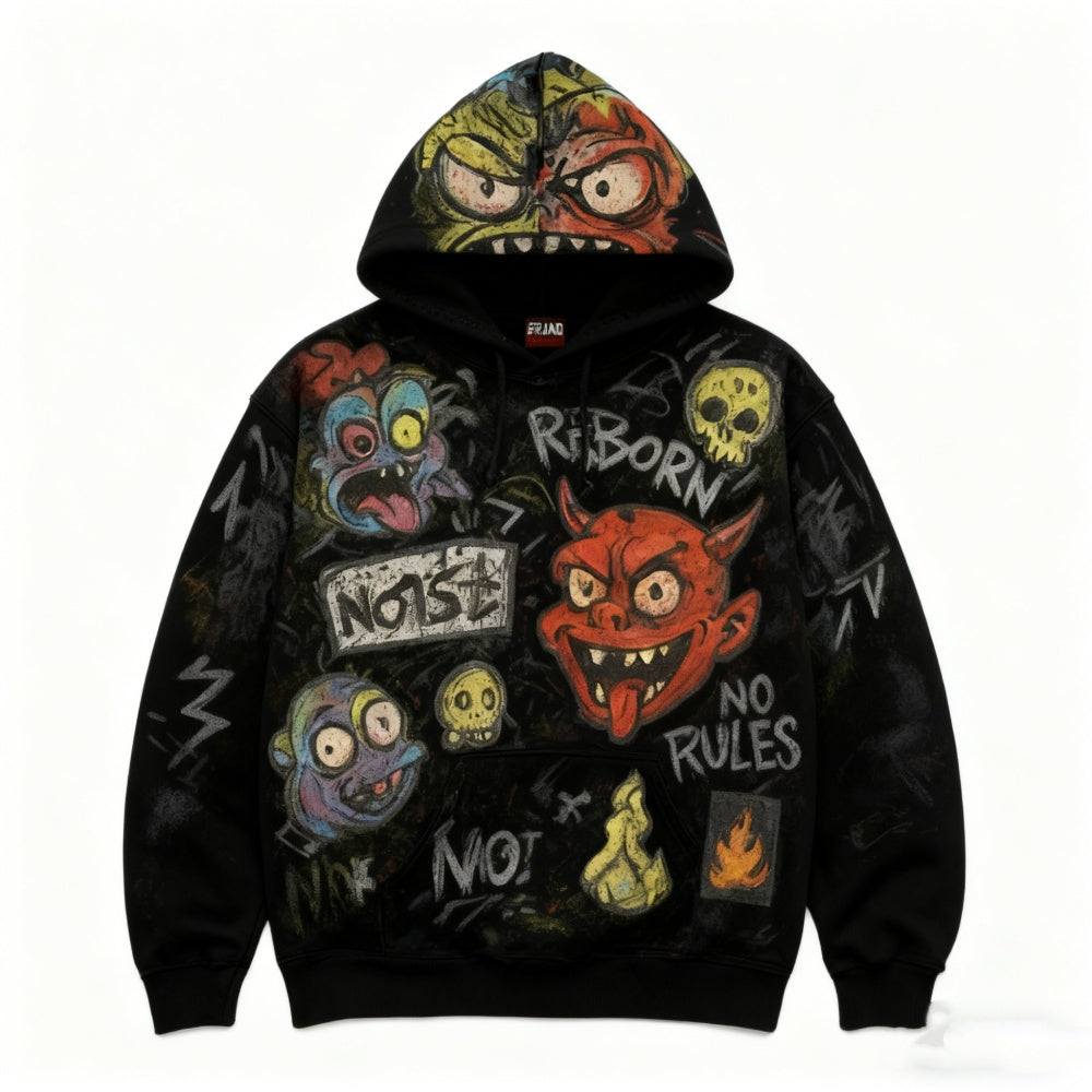 Painted Hoodie – Printed Graffiti Sweatshirt for Streetwear Style