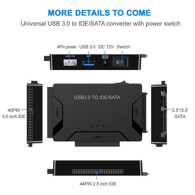 3‑in‑1 Desktop Hard Drive Adapter – Compatible with 2.5” & 3.5” HDD/SSD