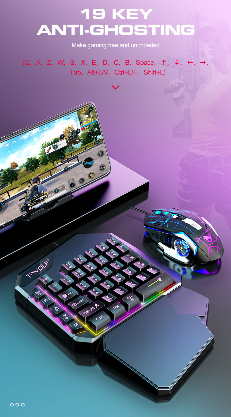 Single‑Hand Gaming Keyboard & Mouse Set