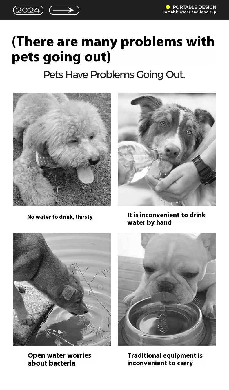 2-in-1 Portable Dog Water Bottle & Food Container