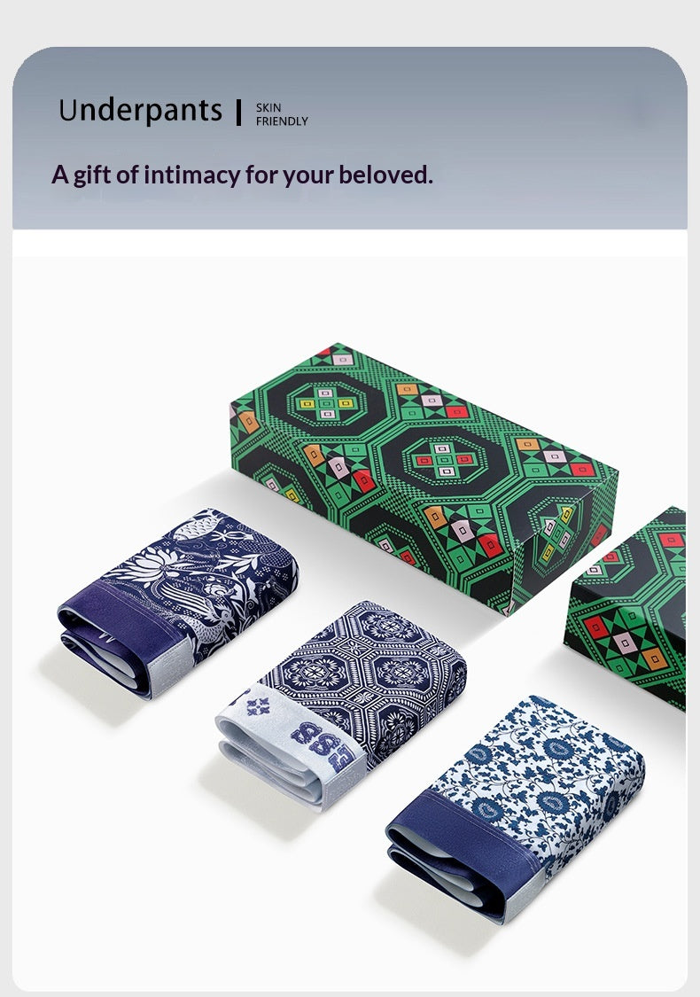 Men’s All-Cotton Boxer Briefs – Printed Design for Comfort & Style