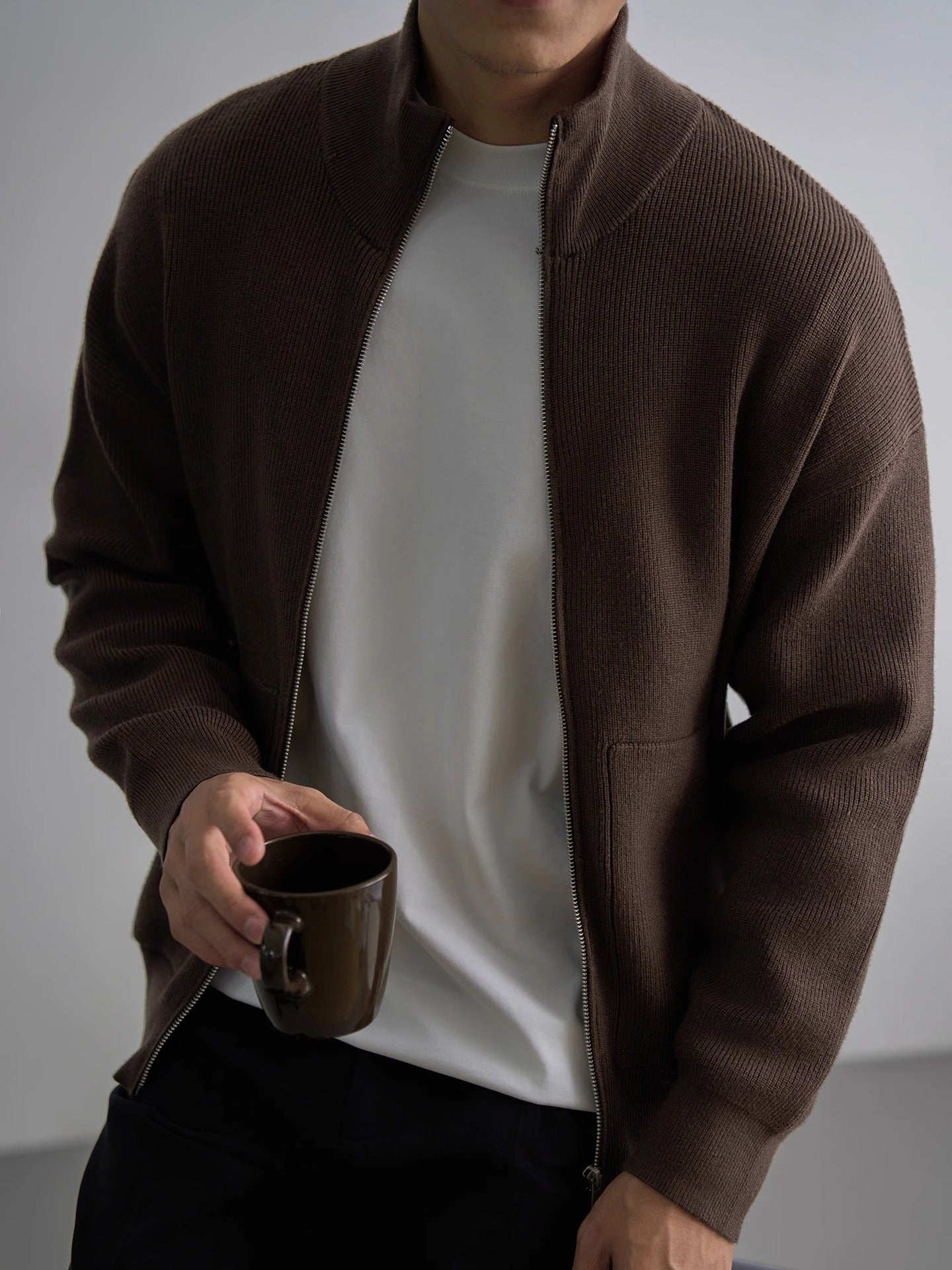 Men’s Autumn/Winter Zip-Up Sweater Top Coat – Warm & Stylish