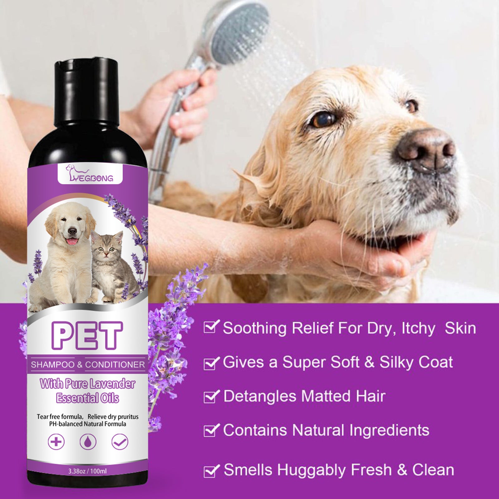 Pet Shampoo – Anti-Itch, Hair Softening & Anti-Knot Formula