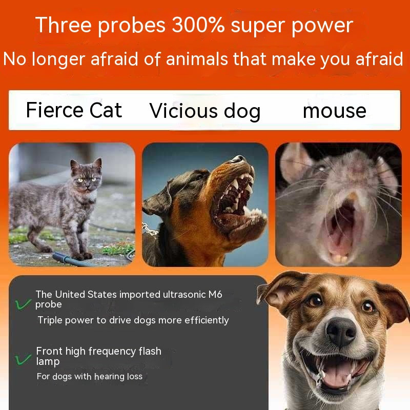 Three‑Head Ultrasonic Dog Repellent – High‑Power Deterrent with Spray Function