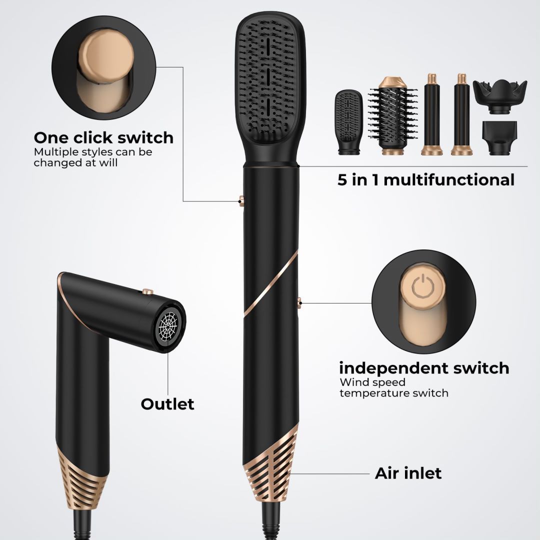 Automatic Hair Suction 6‑in‑1 Folding Hair Dryer