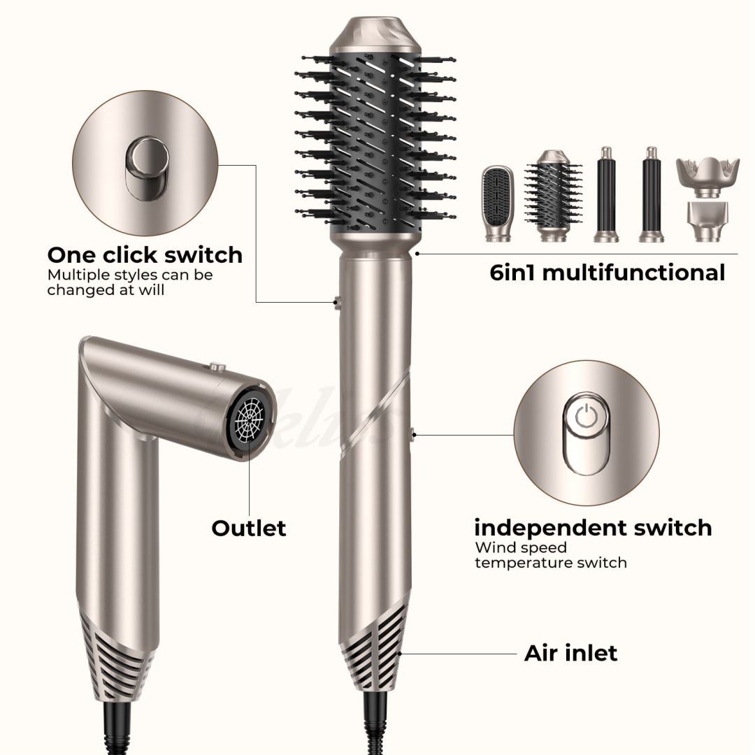 Automatic Hair Suction 6‑in‑1 Folding Hair Dryer