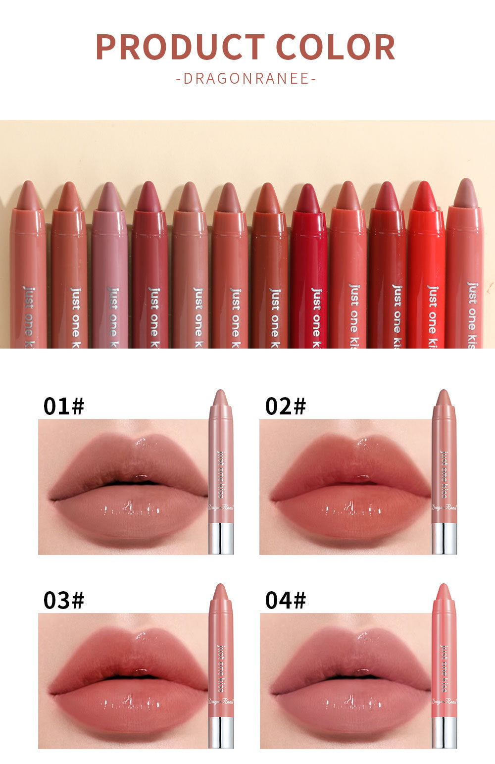 Solid Moist Lipstick Crayon – Long-Lasting Moisturizing Lip Color