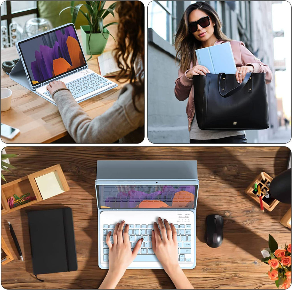 Bluetooth Keyboard & Mouse with Leather Protective Case