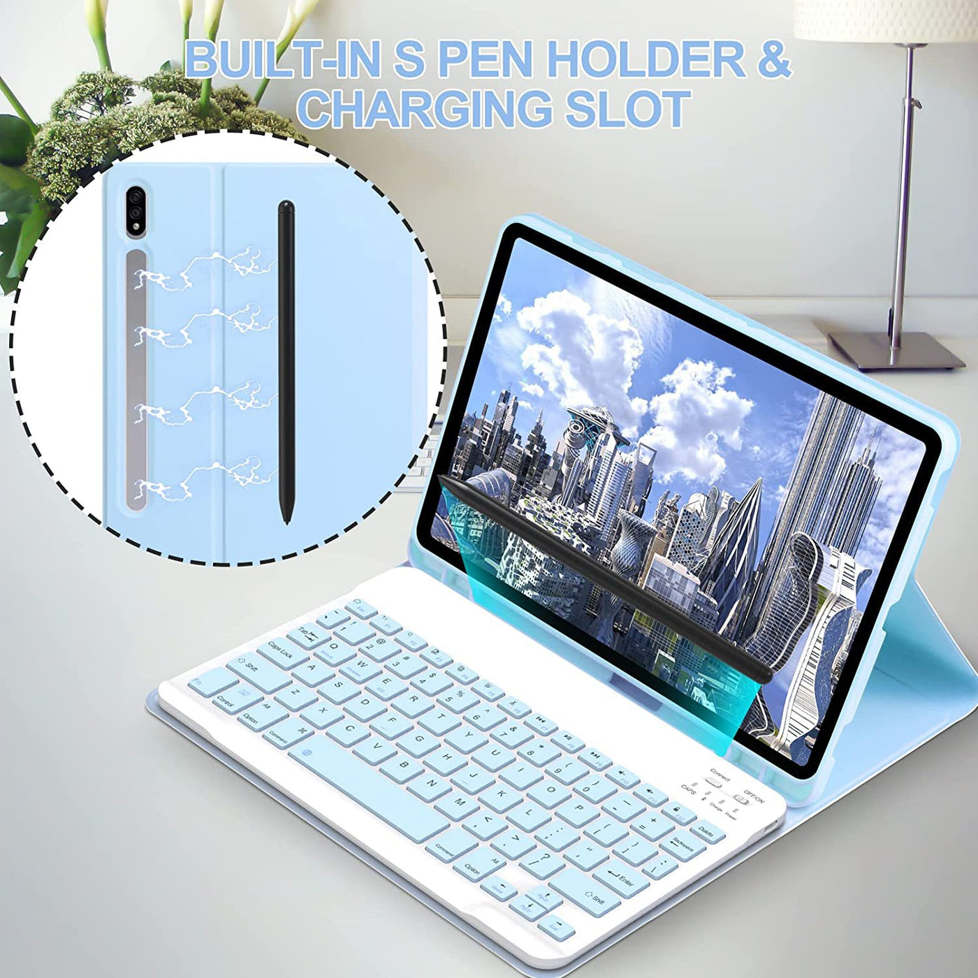 Bluetooth Keyboard & Mouse with Leather Protective Case