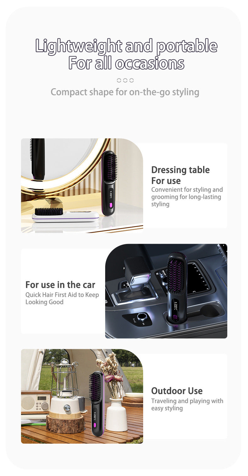 2-in-1 Wireless Hair Straightener Brush