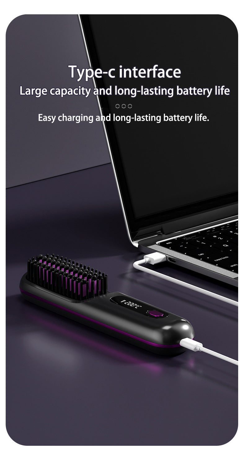 2-in-1 Wireless Hair Straightener Brush