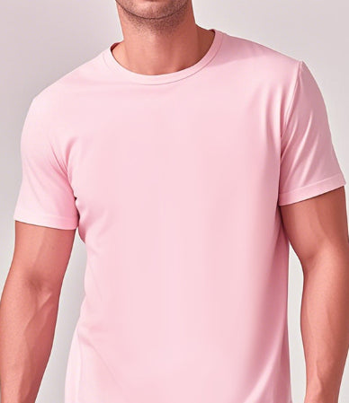 Solid Color Casual Short-Sleeve Crew Neck T-Shirt