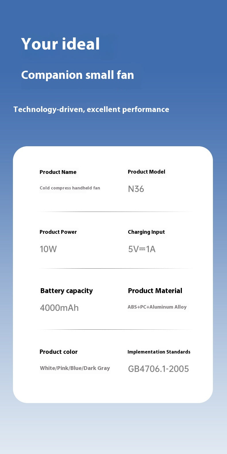 High-Speed Handheld Electric Fan