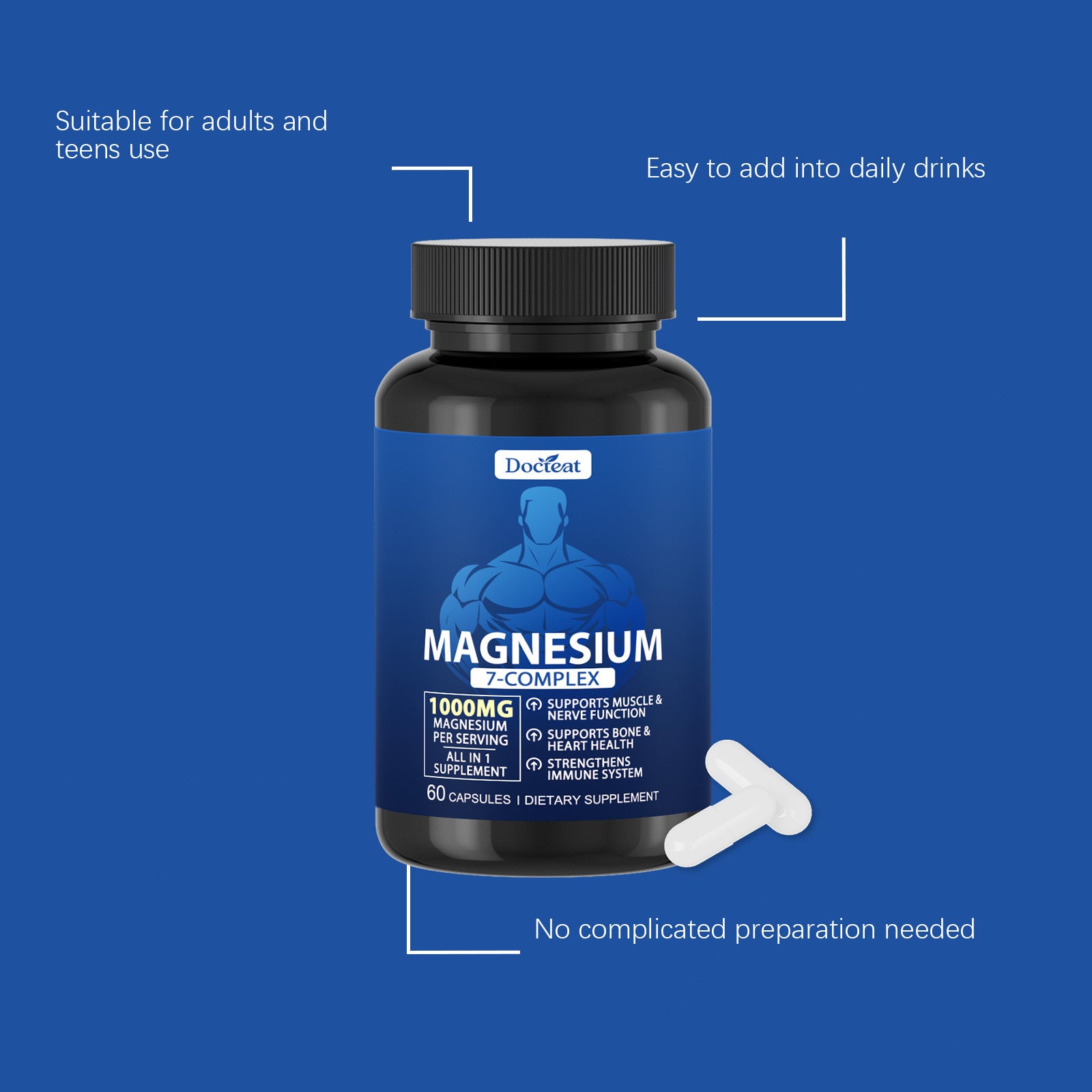 Seven-Source Magnesium Complex Capsules – Complete Mineral Support for Energy & Relaxation