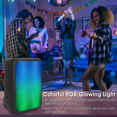 SonicVibe 8" Portable PA System | Wireless DJ Party Speaker with Dynamic LED Matrix & Microphone