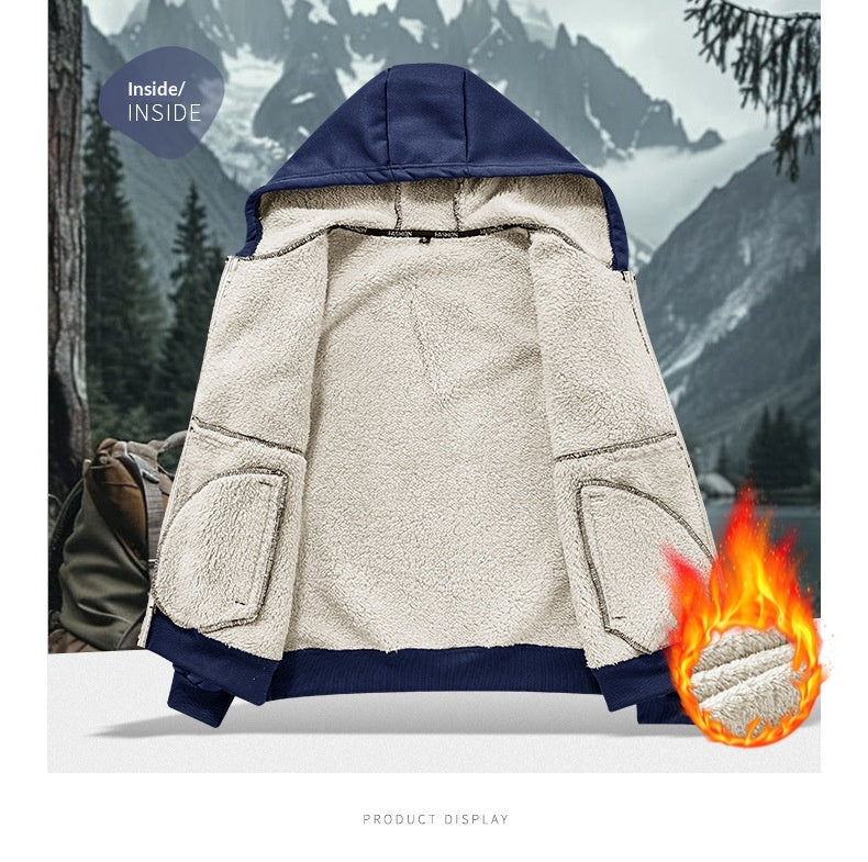 Men’s Thickened Winter Outdoor Lambswool Jacket – Extra Warm & Durable