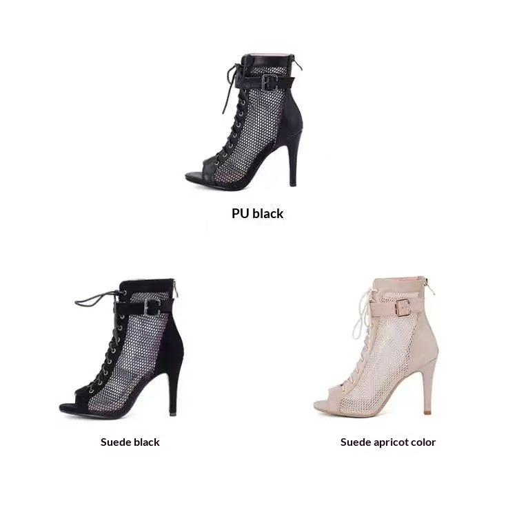 Cutout Lace-Up Ankle Boots