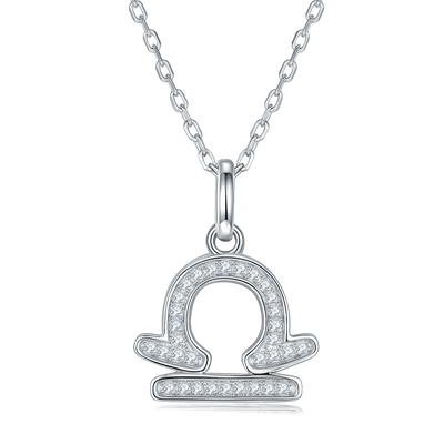 Libra Zodiac Necklace ‑Plated Pendant with Premium Moissanite