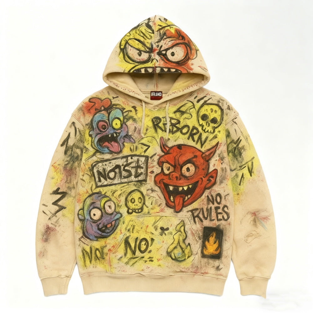 Painted Hoodie – Printed Graffiti Sweatshirt for Streetwear Style