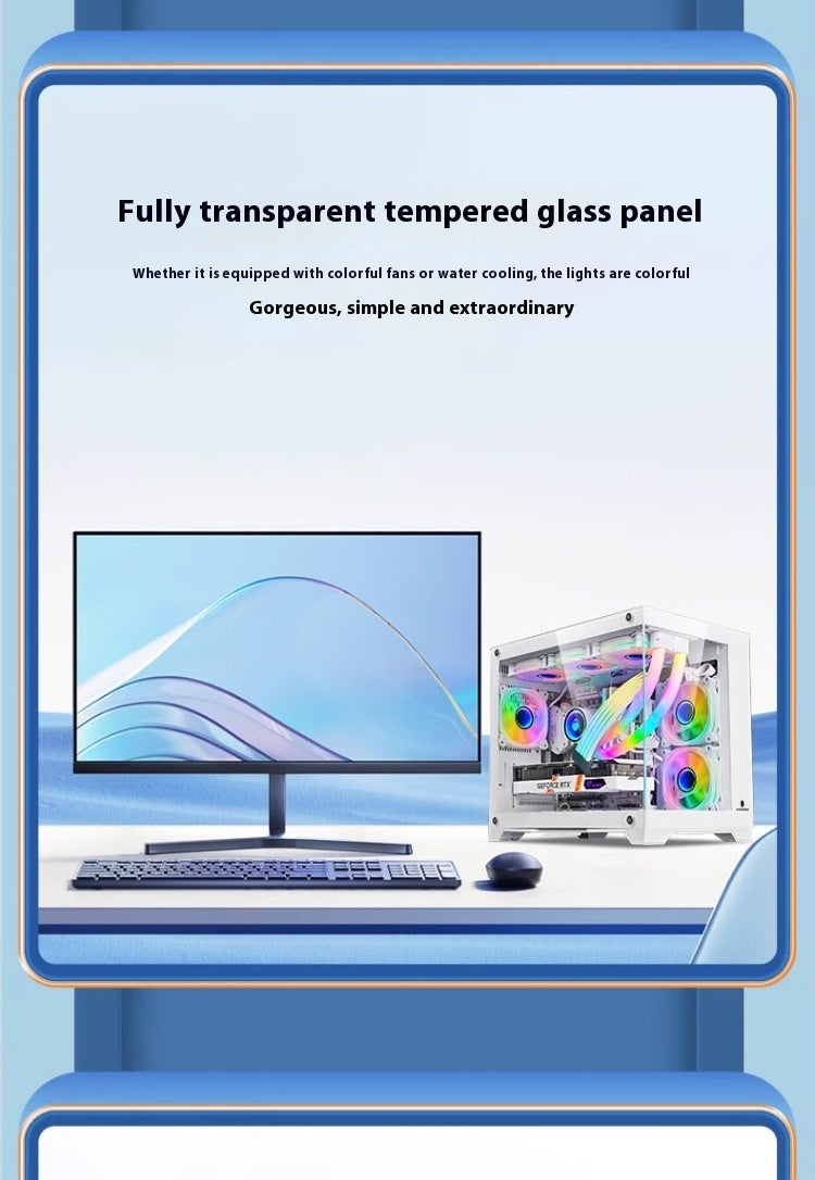 Panoramic Glass 360° Water‑Cooled Desktop Computer Host