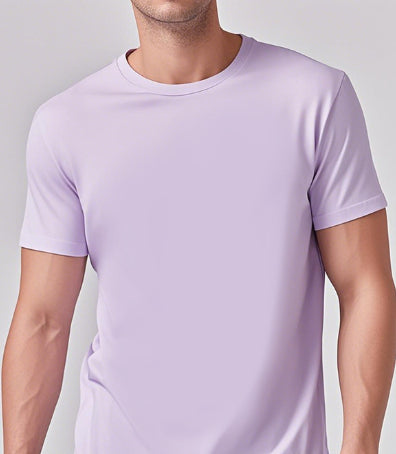 Solid Color Casual Short-Sleeve Crew Neck T-Shirt