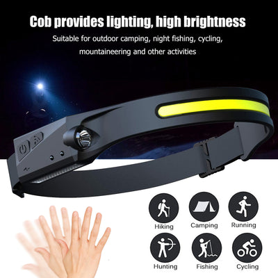 230° Wide-Beam COB LED Induction Tactical Headlamp