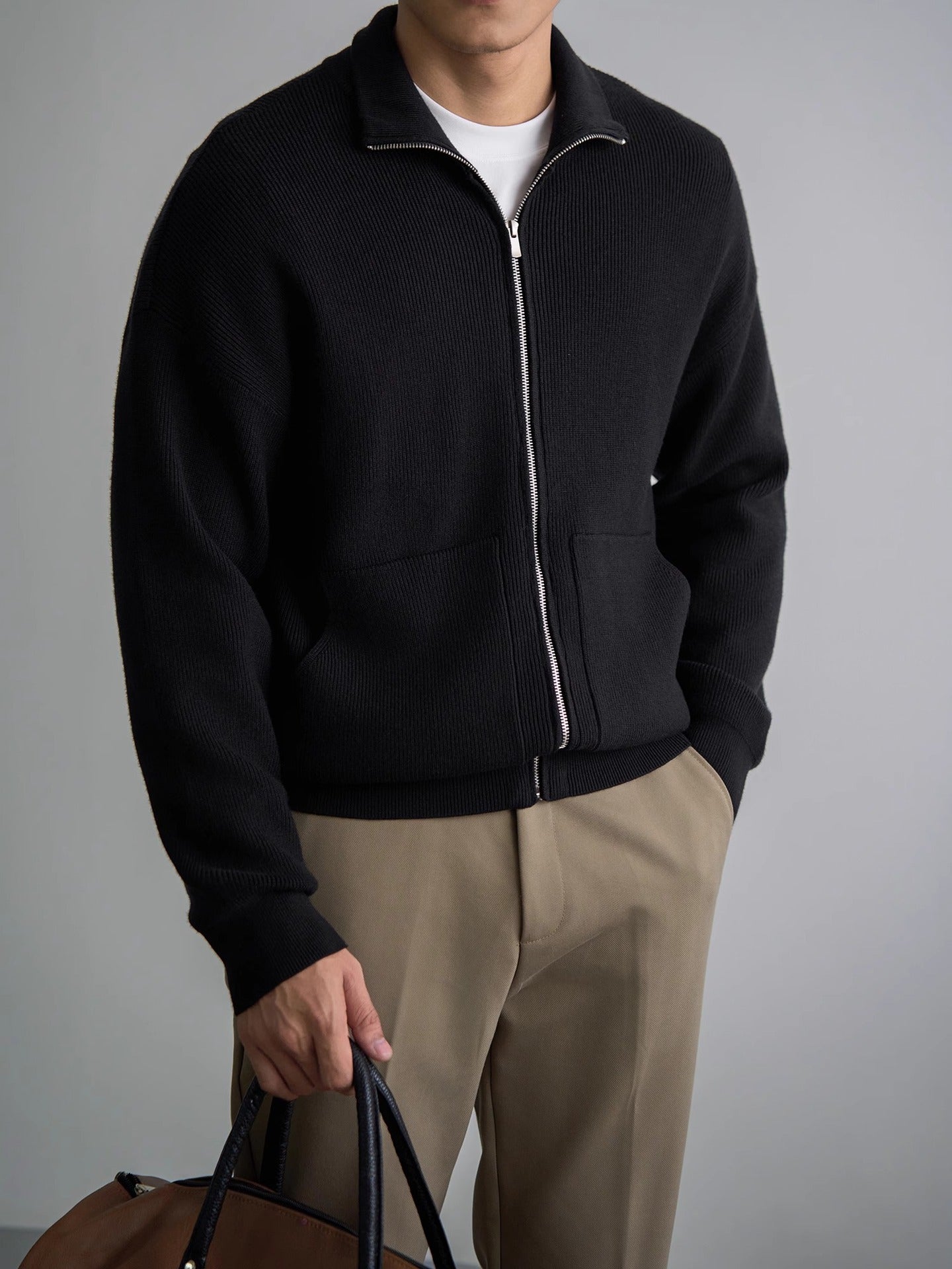 Men’s Autumn/Winter Zip-Up Sweater Top Coat – Warm & Stylish