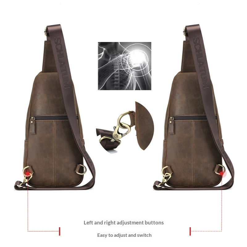 Men’s Retro Cowhide Front Sling Bag
