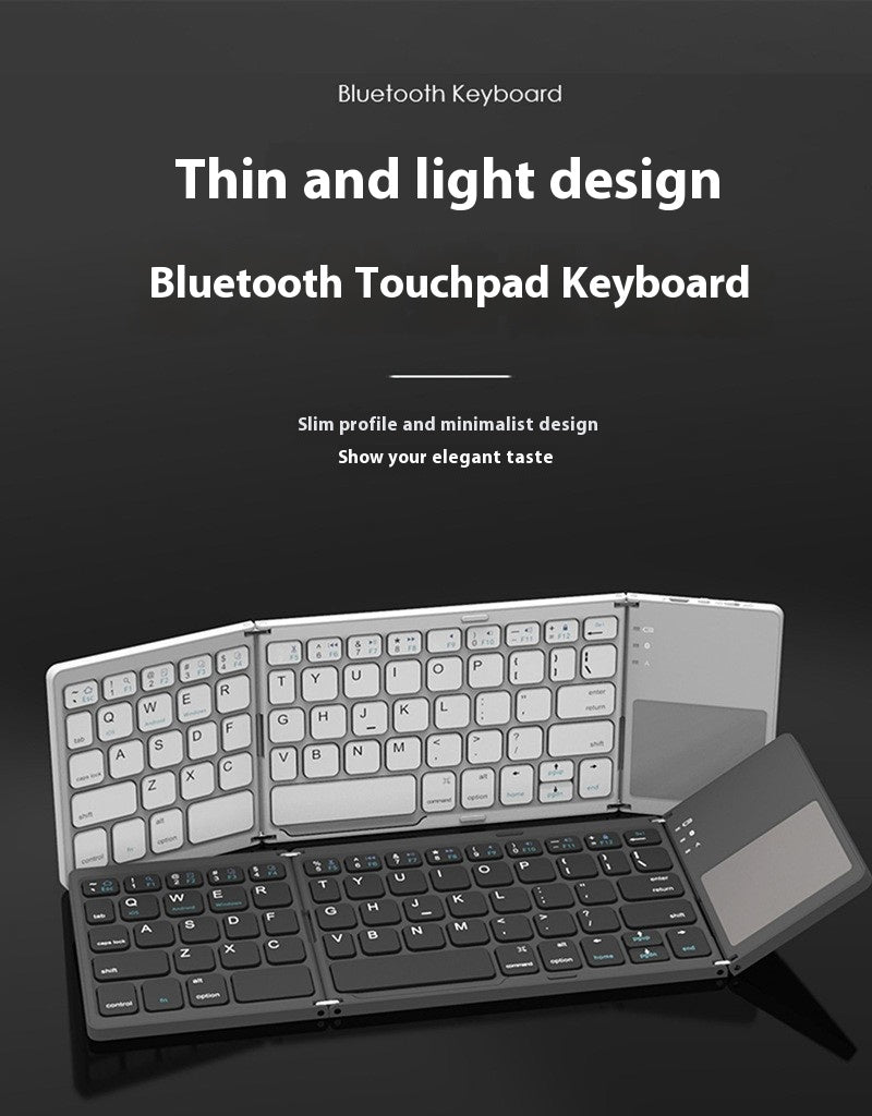 Mini Tri‑Fold Bluetooth Keyboard – Portable Thin Touch Keyboard