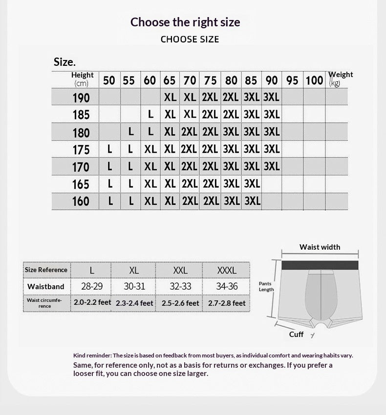 Men’s All-Cotton Boxer Briefs – Printed Design for Comfort & Style