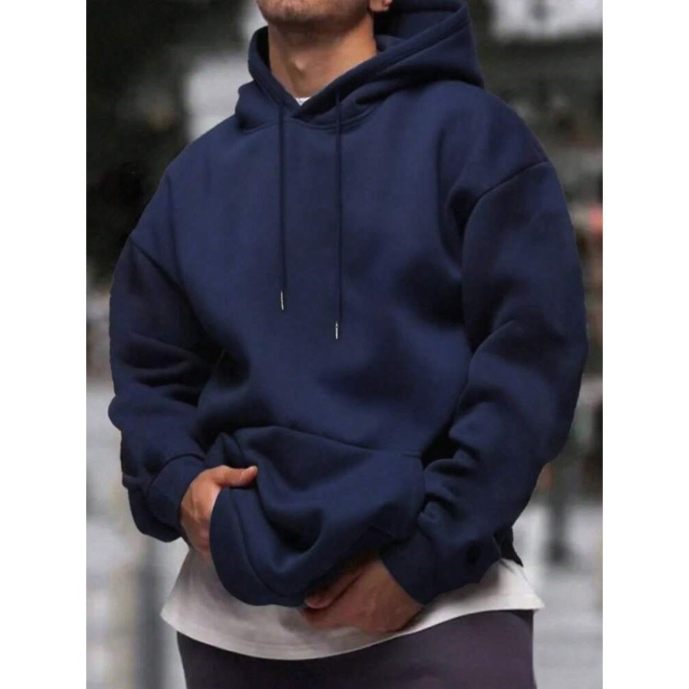Men’s Solid Color Drop Shoulder Hoodie
