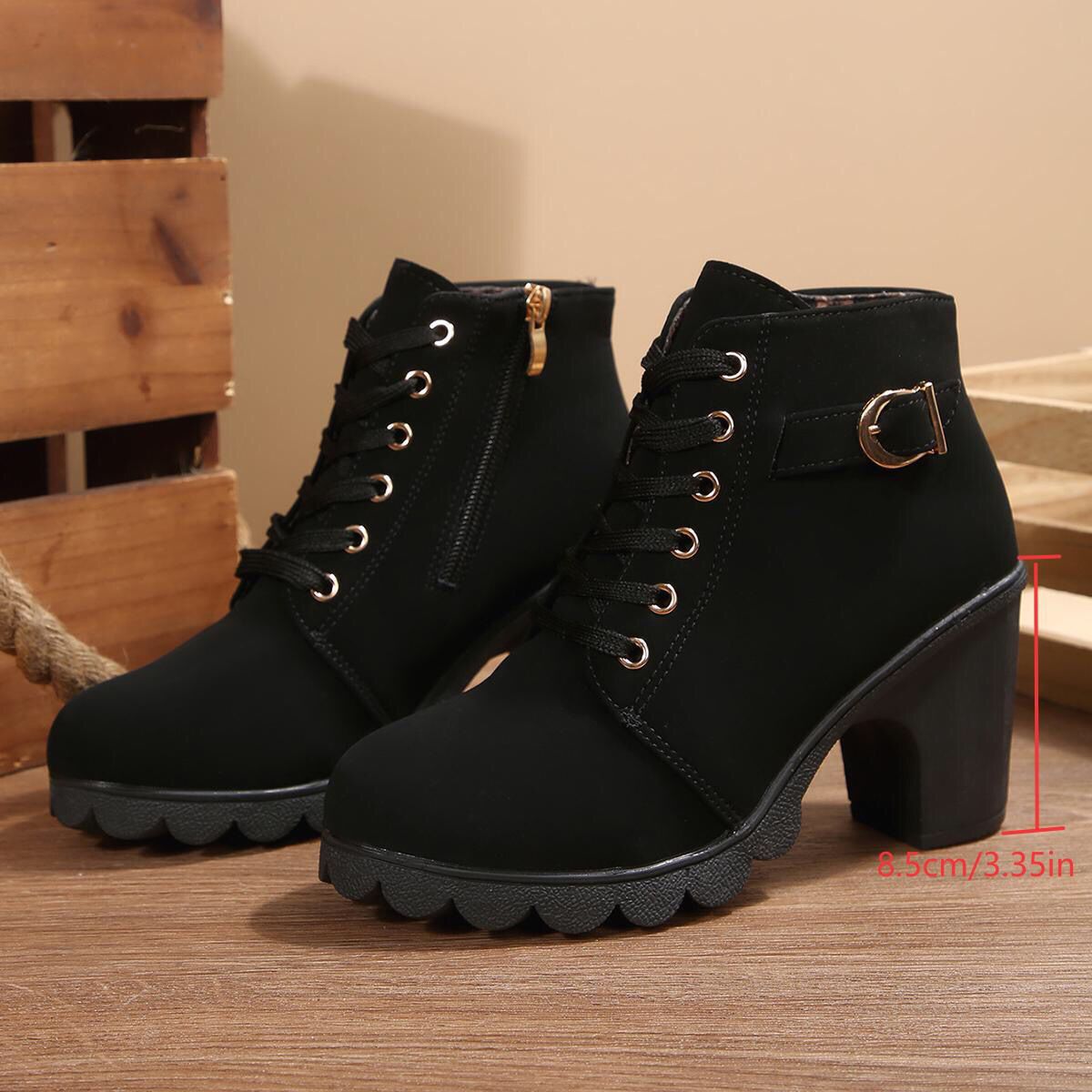 Women’s Cross-Tie Chunky Heel Ankle Boots