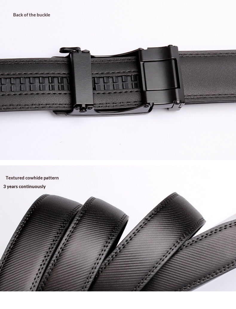 Men’s Automatic Buckle Leather Belt – Matte Finish & Timeless Style