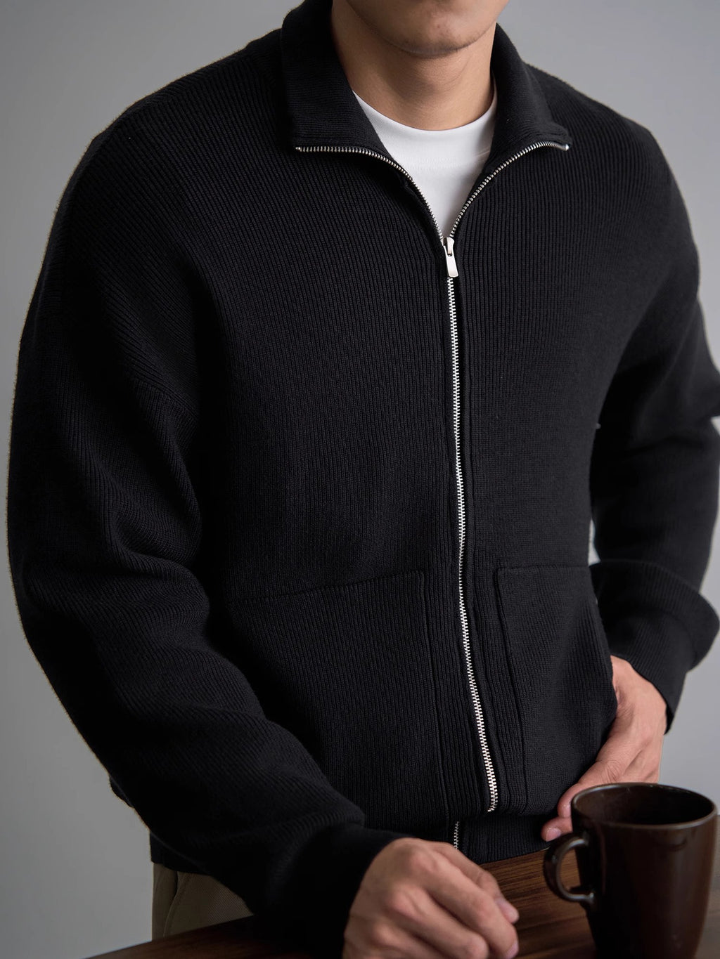 Men’s Autumn/Winter Zip-Up Sweater Top Coat – Warm & Stylish