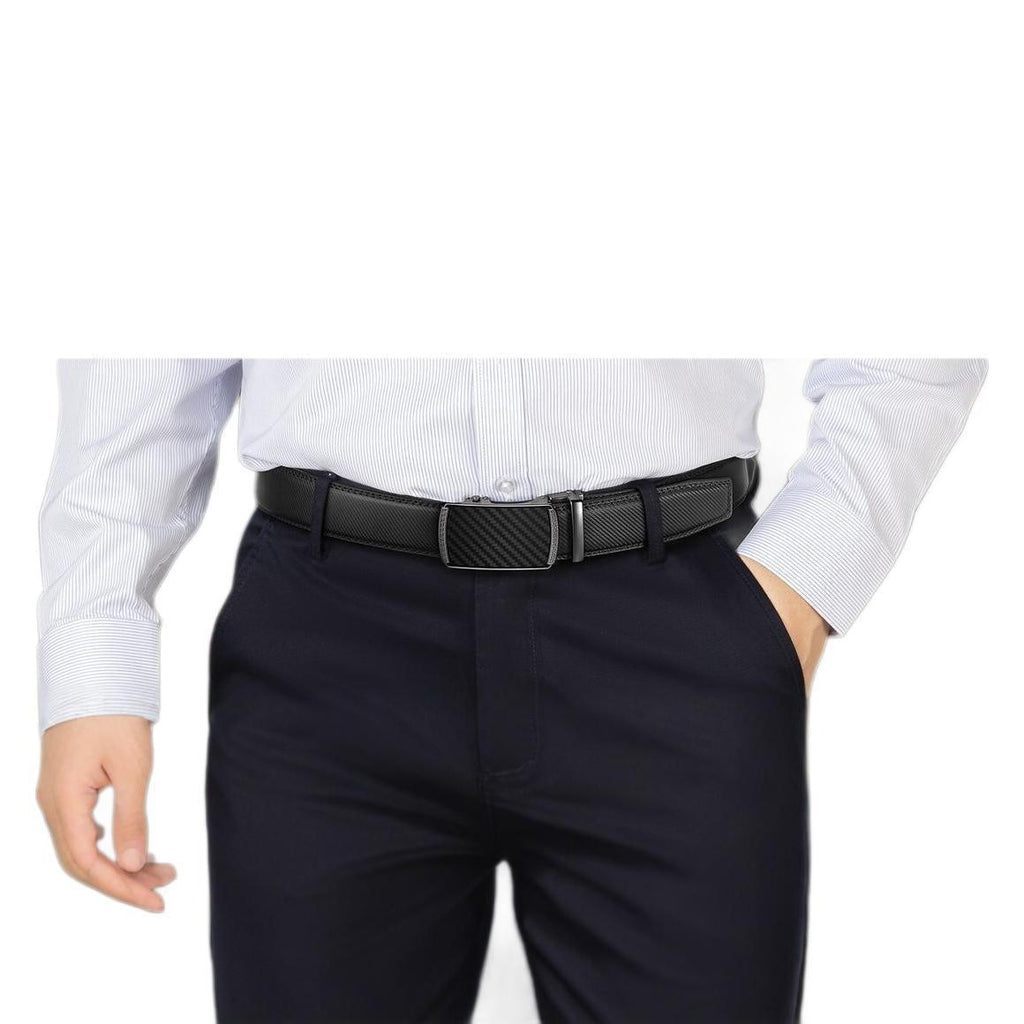 Men’s Automatic Buckle Leather Belt – Matte Finish & Timeless Style