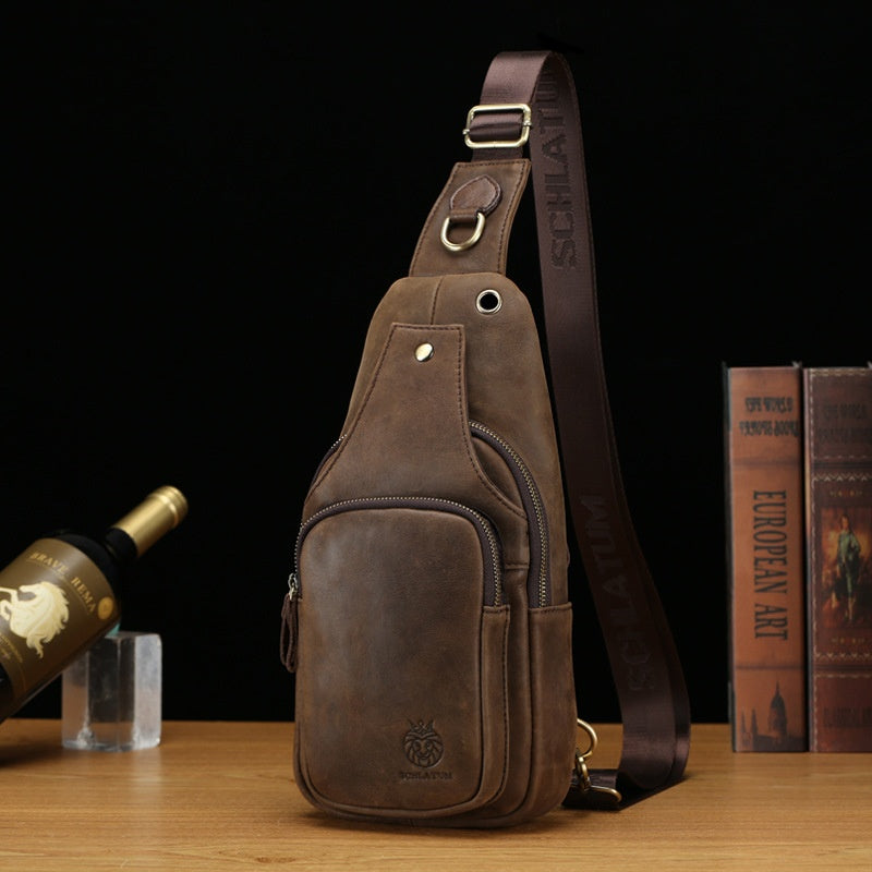 Men’s Retro Cowhide Front Sling Bag