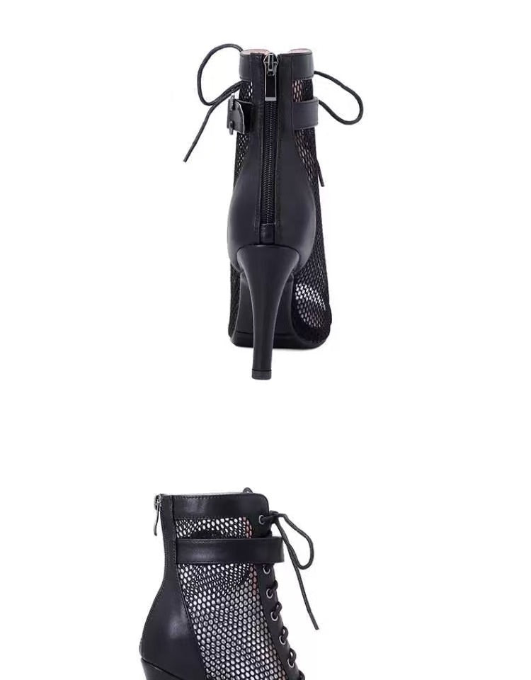 Cutout Lace-Up Ankle Boots