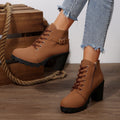 Women’s Cross-Tie Chunky Heel Ankle Boots