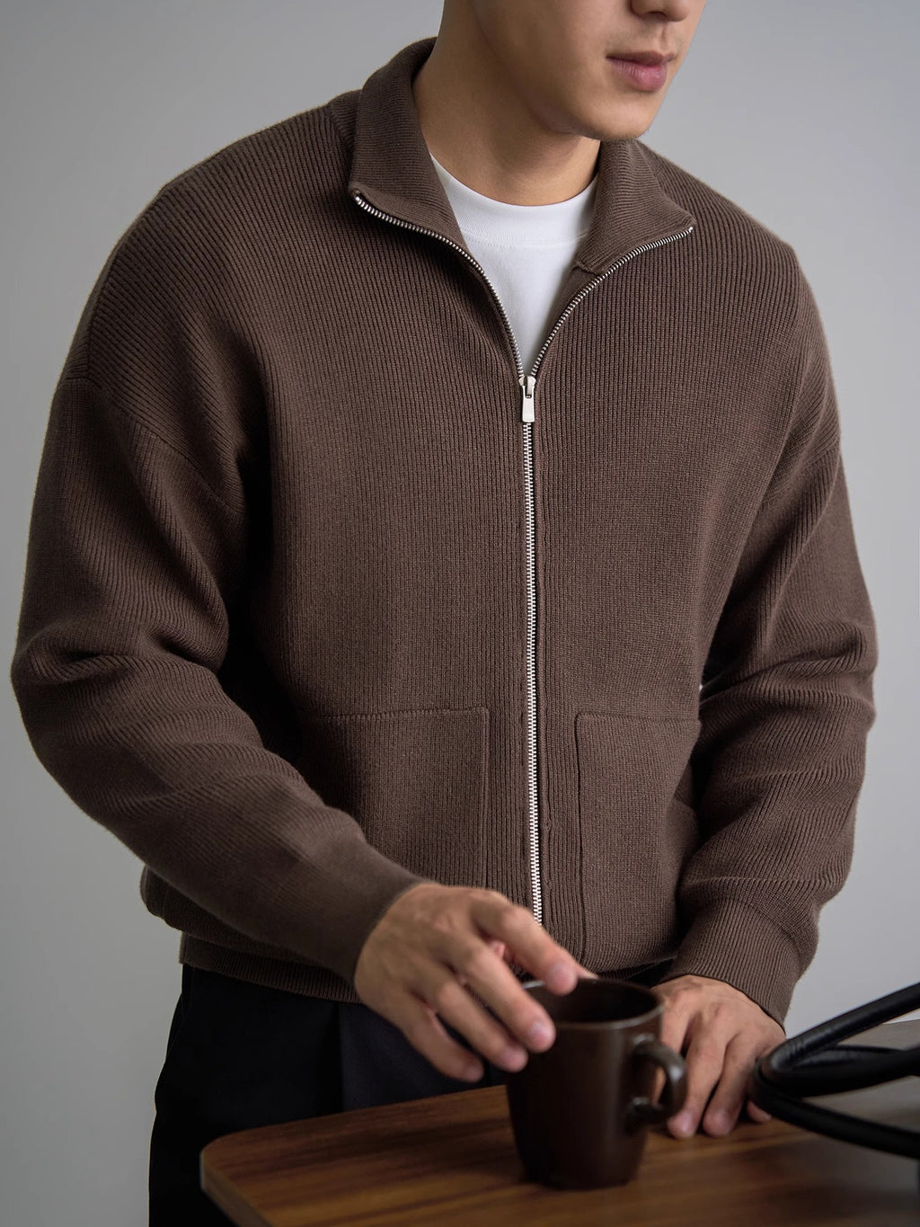 Men’s Autumn/Winter Zip-Up Sweater Top Coat – Warm & Stylish