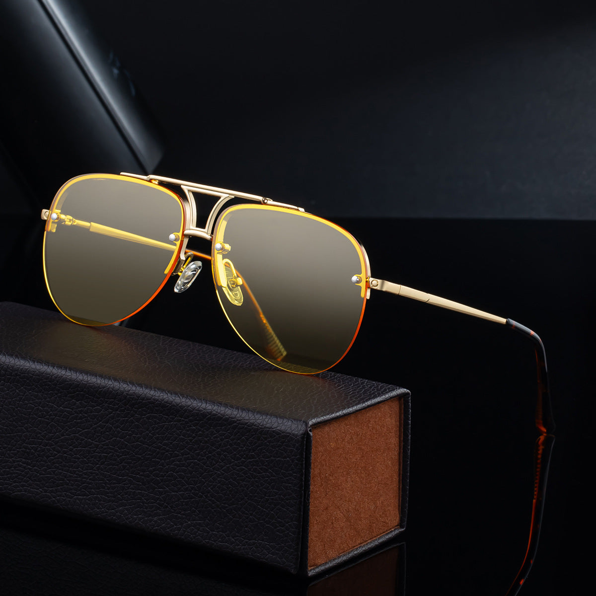 Men’s Metal Half-Frame Sunglasses